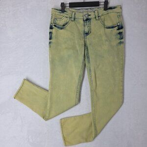 Hydraulic Jeans Womens Bailey Super Skinny Tye Dye Denim Blue Yellow 34x30 13/14